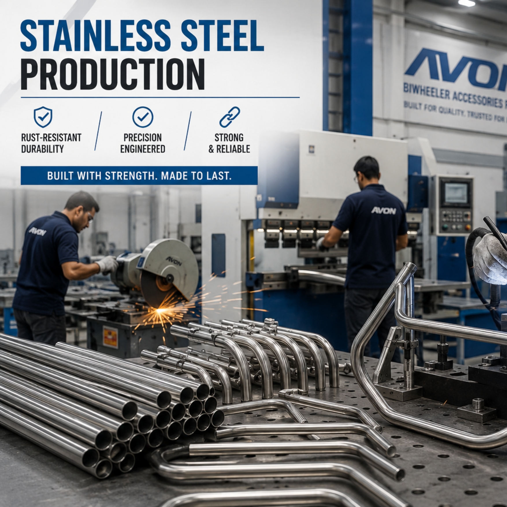 Stain Less steel production Avon Biwheeler